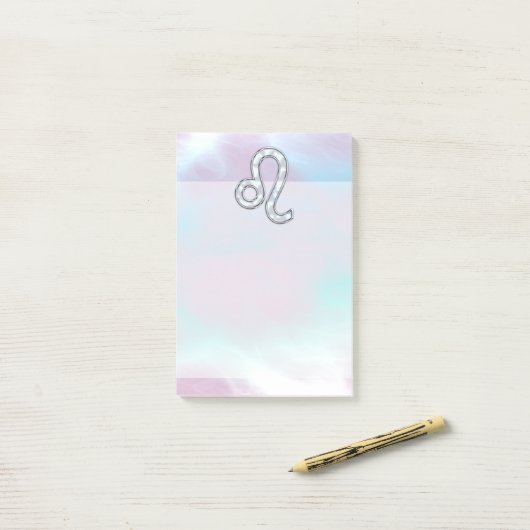 Leo Zodiac-symbool op Pastels Nacre Style Print Post-it® Notes (Op bureau)