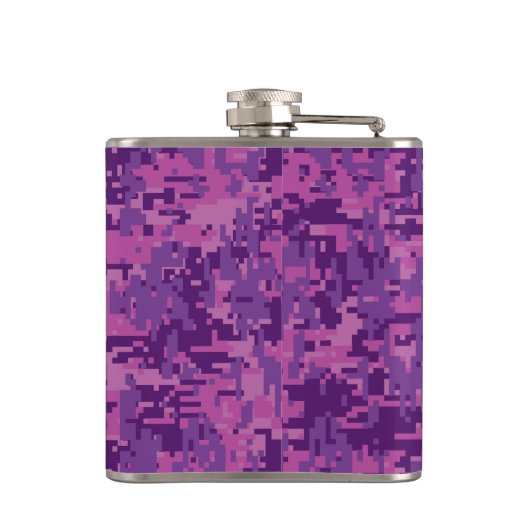 Leo Zodiac-symbool op roze Fuchsia Digital Camo Heupfles (Achterkant)