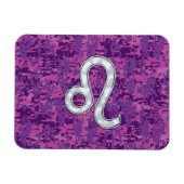 Leo Zodiac-symbool op roze Fuchsia Digital Camo Magneet (Horizontaal)