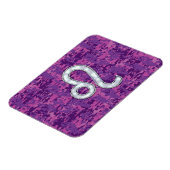 Leo Zodiac-symbool op roze Fuchsia Digital Camo Magneet (Linkerzijde)
