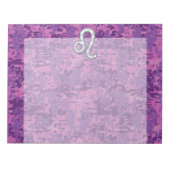 Leo Zodiac-symbool op roze Fuchsia Digital Camo Notitieblok (Voorkant)