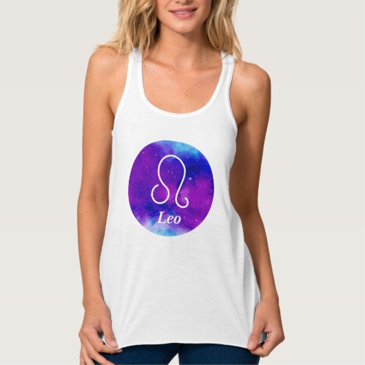 Leo Zodiac Symbool Ruimte Nebula Tanktop (Voorkant)