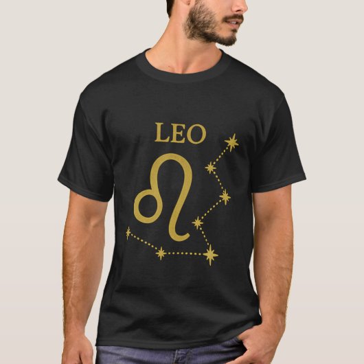 Leo Zodiac T-shirt voor heren Gold Constellation (Voorkant)