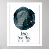 Leo Zodiac teken: aangepaste naam & verjaardag Poster (Voorkant)
