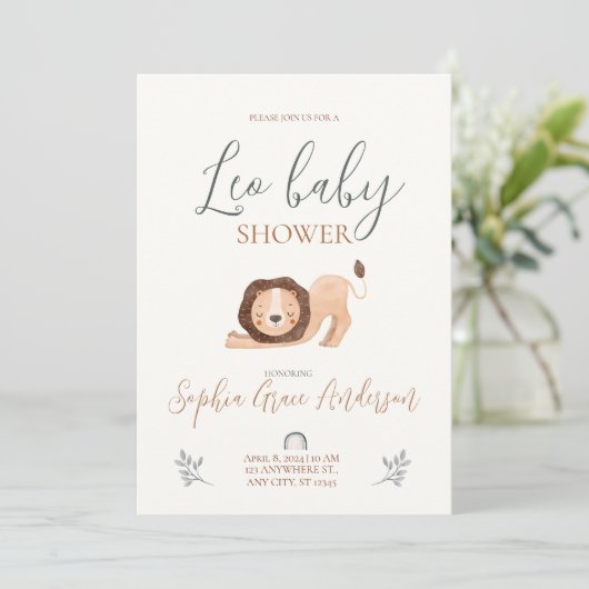 Leo Zodiac teken baby shower Kaart (Staand voorkant)