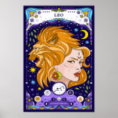 Leo Zodiac Teken Blauw Poster - Radiant en Regal (Voorkant)