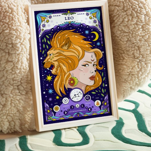 Leo Zodiac Teken Blauw Poster - Radiant en Regal