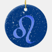 Leo Zodiac-teken met sterren op Deep Blue Keramisch Ornament (Achterkant)