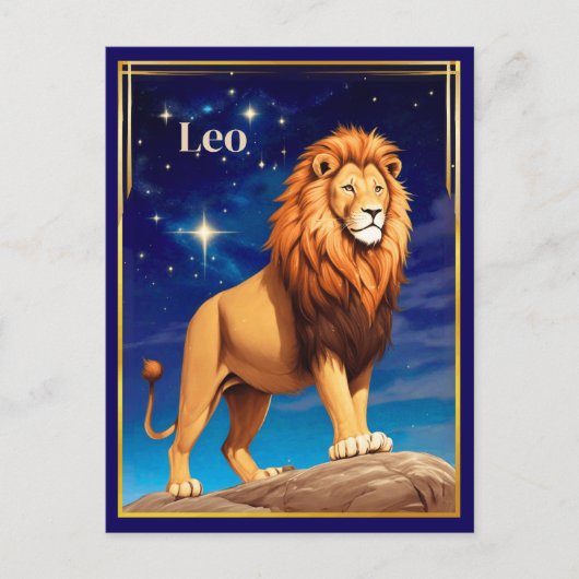 Leo Zodiac teken onder een sterrenhemel Briefkaart (Voorkant)