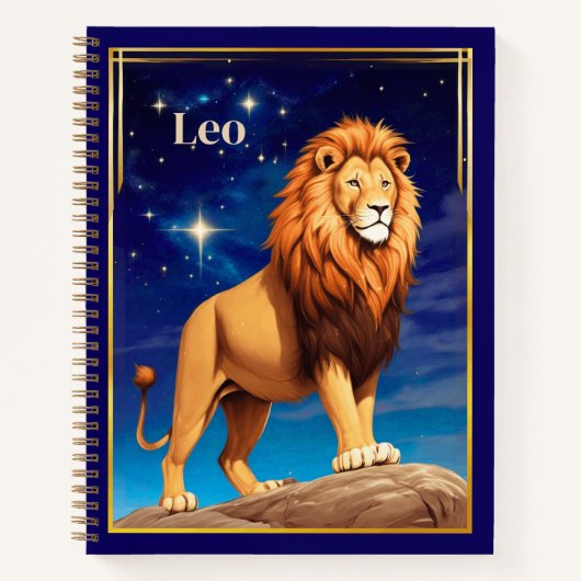Leo Zodiac Teken Onder Een Sterrenhemel Dagboek Notitieboek (Voorkant)
