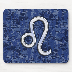 Leo Zodiac-teken op Navy Blue Digital Camouflage Muismat