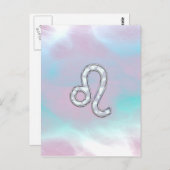 Leo Zodiac-teken op Pastels Nacre Style Print Briefkaart (Voorkant / Achterkant)