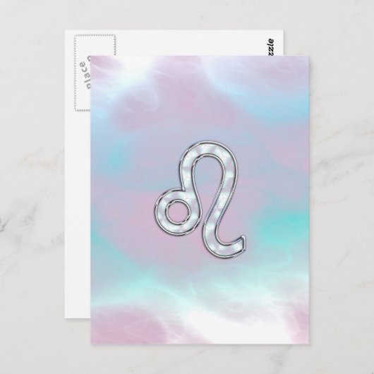 Leo Zodiac-teken op Pastels Nacre Style Print Briefkaart (Voorkant / Achterkant)