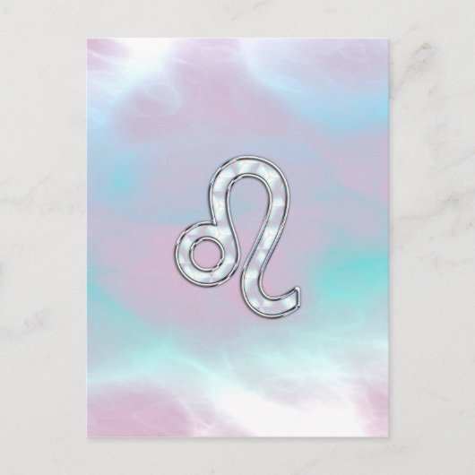 Leo Zodiac-teken op Pastels Nacre Style Print Briefkaart (Voorkant)