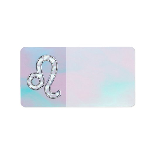 Leo Zodiac-teken op Pastels Nacre Style Print Etiket (Voorkant)