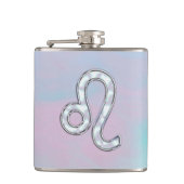 Leo Zodiac-teken op Pastels Nacre Style Print Heupfles (Voorkant)