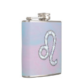 Leo Zodiac-teken op Pastels Nacre Style Print Heupfles (Rechts)