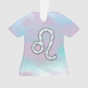 Leo Zodiac-teken op Pastels Nacre Style Print Ornament