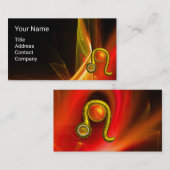 LEO ZODIAC TEKEN, RODE ORANJE FRACTAL GOLVEN, WERV VISITEKAARTJE (Voorkant / Achterkant)