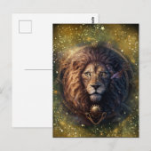 Leo Zodiac Teken Waterverf Ontwerp Briefkaart (Voorkant / Achterkant)