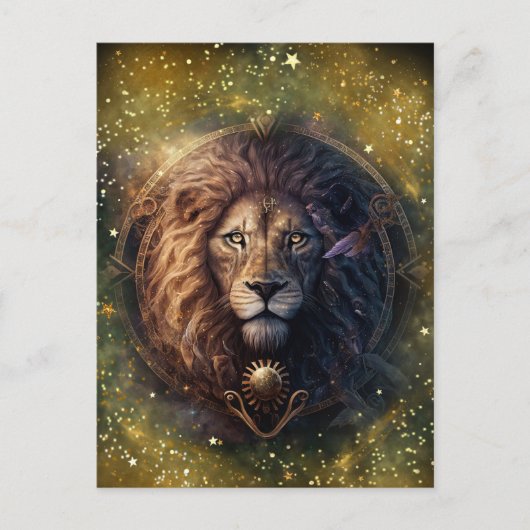 Leo Zodiac Teken Waterverf Ontwerp Briefkaart (Voorkant)