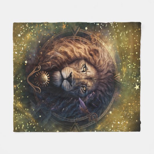 Leo Zodiac Teken Waterverf Ontwerp Fleece Deken (Voorkant (Horizontaal))