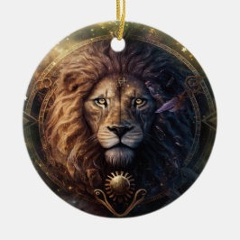 Leo Zodiac Teken Waterverf Ontwerp Keramisch Ornament