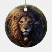 Leo Zodiac Teken Waterverf Ontwerp Keramisch Ornament (Achterkant)