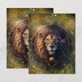 Leo Zodiac Teken Waterverf Ontwerp Notitiekaartje (Voorkant / Achterkant)