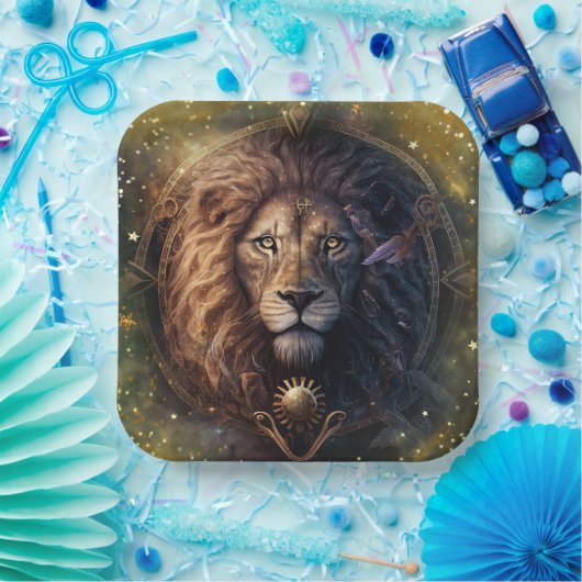 Leo Zodiac Teken Waterverf Ontwerp Papieren Bordje (Feest)