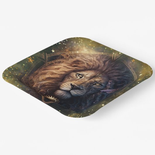 Leo Zodiac Teken Waterverf Ontwerp Papieren Bordje (Gebogen)