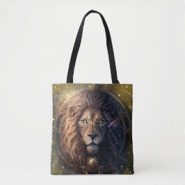 Leo Zodiac Teken Waterverf Ontwerp Tote Bag