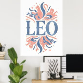  Leo Zodiac Teken Whimsical Illustration Poster (Thuiskantoor)