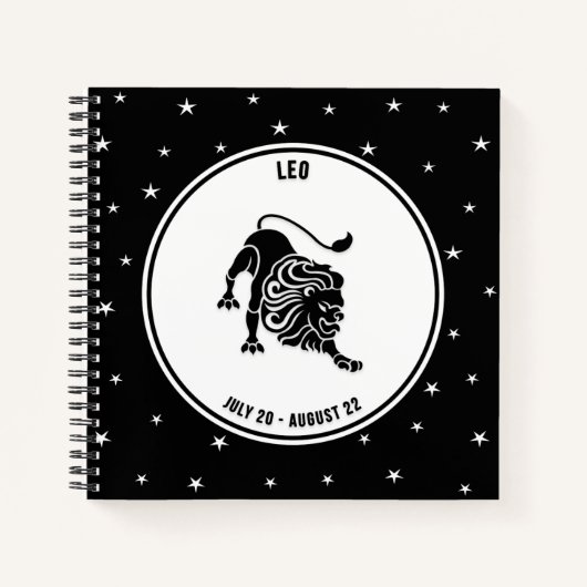 Leo Zodiac-teken, zwart-wit notebook Notitieboek (Voorkant)