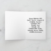 Leo Zodiac Verjaardagskaart Kaart (Binnen)