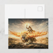 Leo Zodiac with Warrior Riding a Fiery Winged Lion Briefkaart (Voorkant / Achterkant)