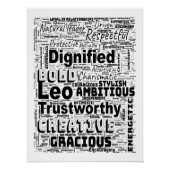 Leo Zodiac Word Cloud Inspiratie Perfect Poster (Voorkant)