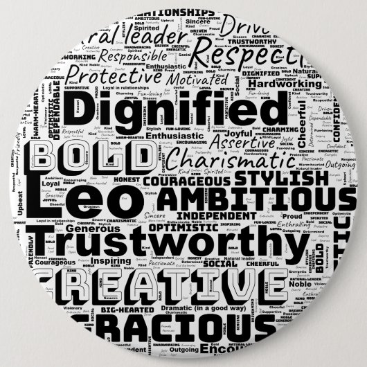 Leo Zodiac Word Cloud Inspiratie Ronde Button 6,0 Cm (Voorkant)