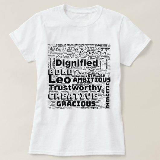 Leo Zodiac Word Cloud Inspiratie T-shirt (Design voorkant)