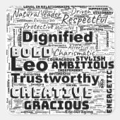 Leo Zodiac Word Cloud Inspiratie Vierkante Sticker (Voorkant)