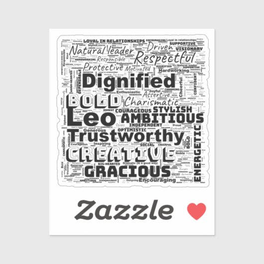 Leo Zodiac Word Cloud Inspiratie Vinyl Sticker (Vel)