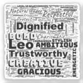 Leo Zodiac Word Cloud Inspiratie Vinyl Sticker (Voorkant)