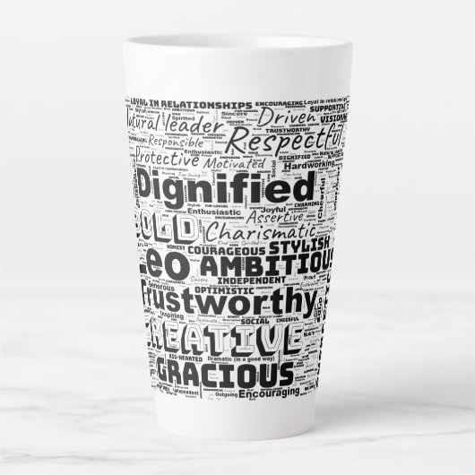 Leo Zodiac Word Cloud Inspiration Latte Mok (Voorkant)
