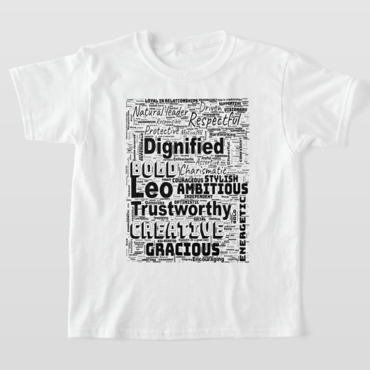 Leo Zodiac Word Cloud Inspiration Latte Mok T-shirt (Laagn)