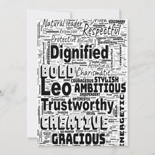 Leo Zodiac Word Cloud Spiral Kaart (Voorkant)