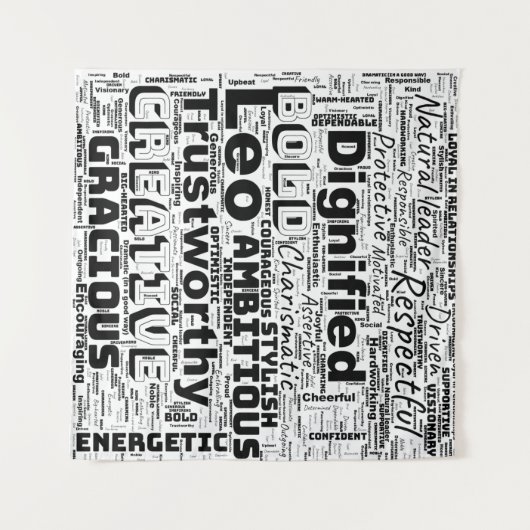 Leo Zodiac Word Cloud Wandkleed (Voorkant (horizontaal))