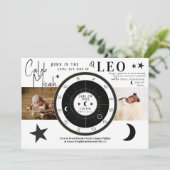 LEO Zon & Maan Sterrenbeeld Geboorteaankondiging Kaart (Staand voorkant)