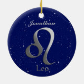 Leo Zonneteken Symbool met Naam Keramisch Ornament (Achterkant)