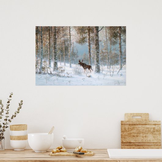 Leodinovich: Elk in het bos Poster (Keuken)