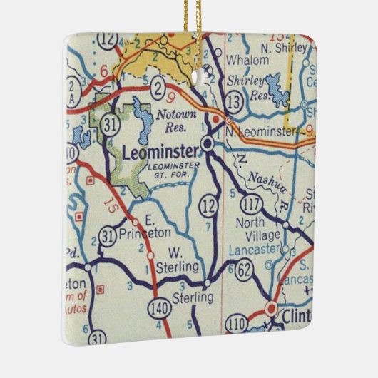 Leominster MA Map Keramisch Ornament (Rechts)